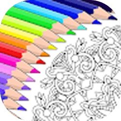 A range of colored pencils sits next to a blank coloring page forming the logo