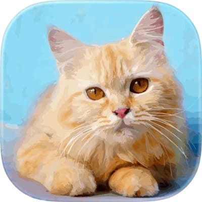 An oil-painted image of a cat forms the logo