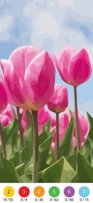 A painting of tulips showcases the app’s oil painting style