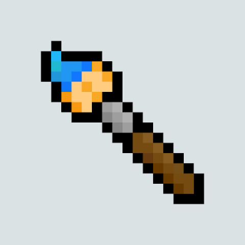 A pixel-style paintbrush forms the logo.