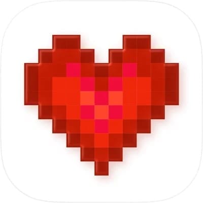 a pixel-style heart forms the logo