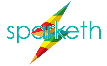 The company name appears over a rainbow lightning bolt, forming the logo