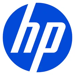 A blue circle is split by the letters H and P in white.