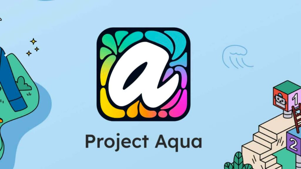 Aqua by Adobe logo for the kids drawing app.