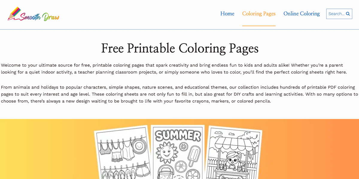 Smooth Draw coloring sheet directory