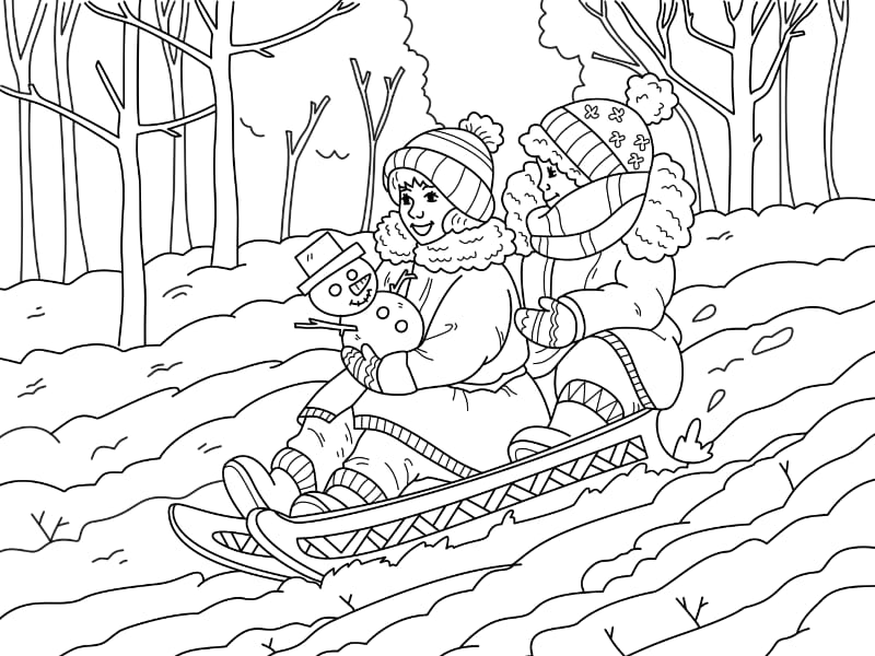 Toboggan Coloring Page