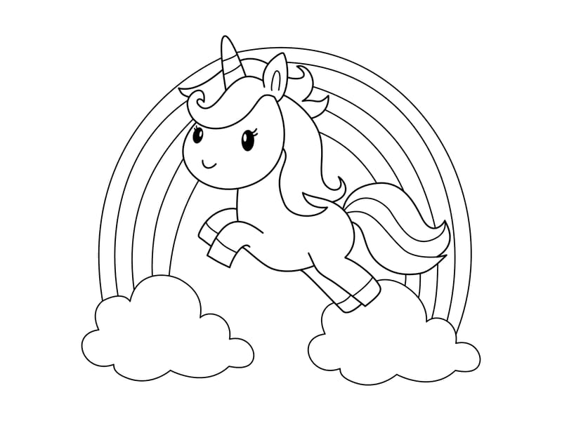 Baby Unicorn Coloring Page