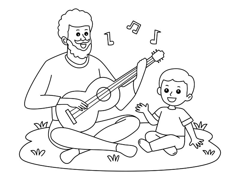 Music with Dad Coloring Page