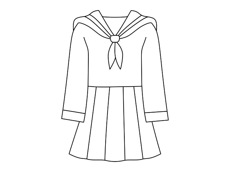 Girl School Uniform Japanese Coloring Page