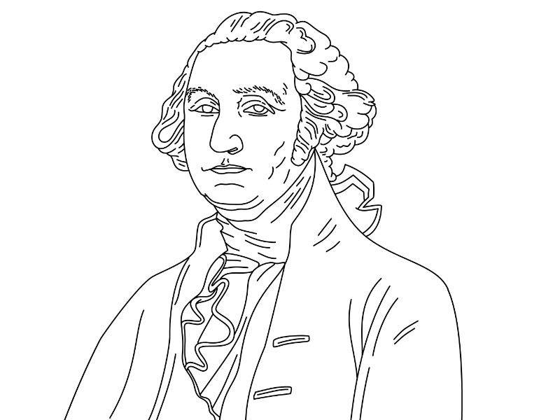 Gilbert Stuart: Portrait of George Washington Coloring Page