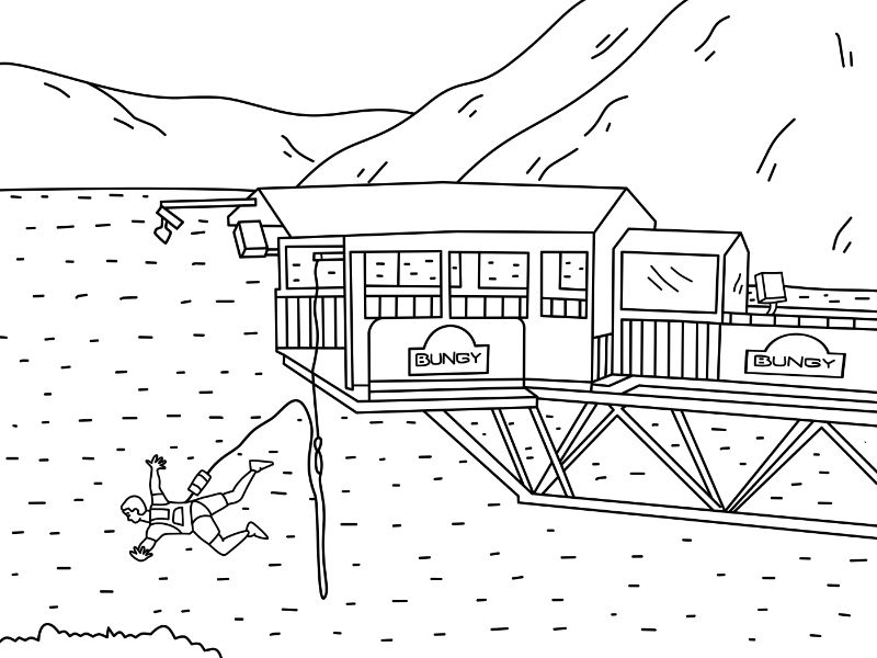 Bungee Jumping Coloring Page