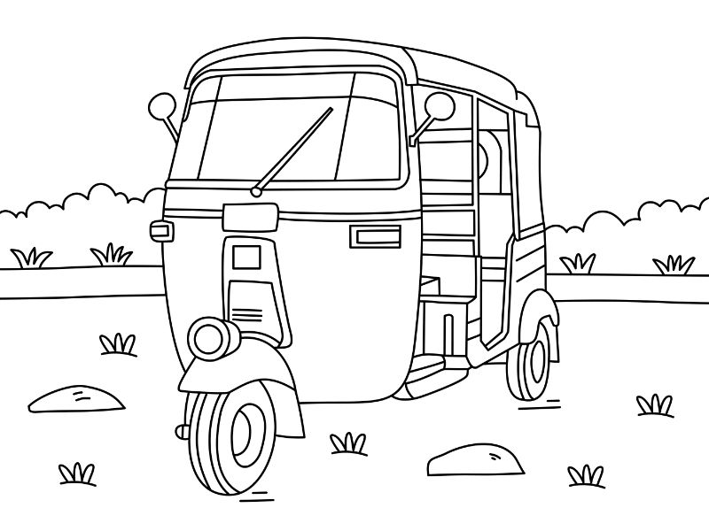 Auto Rickshaw Coloring Page