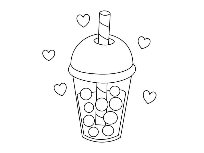 Boba Tea Coloring Page