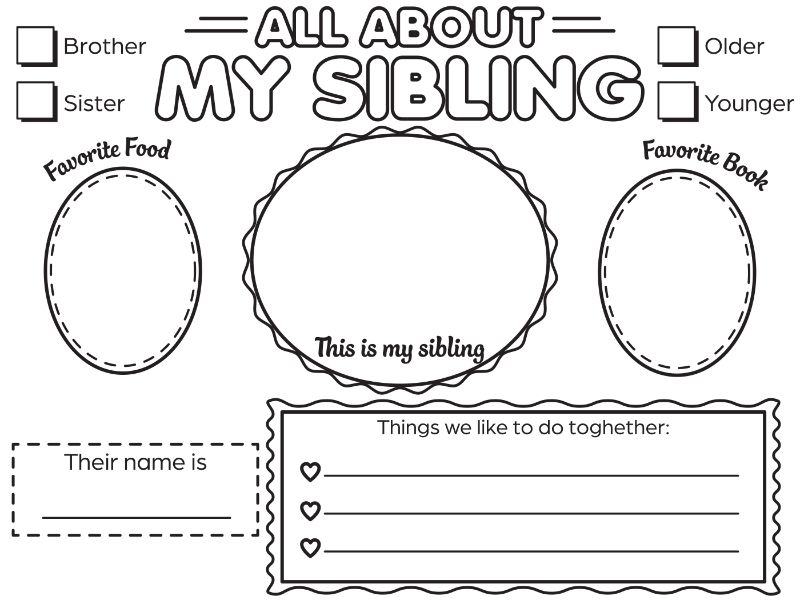 All About Sibling Coloring Page