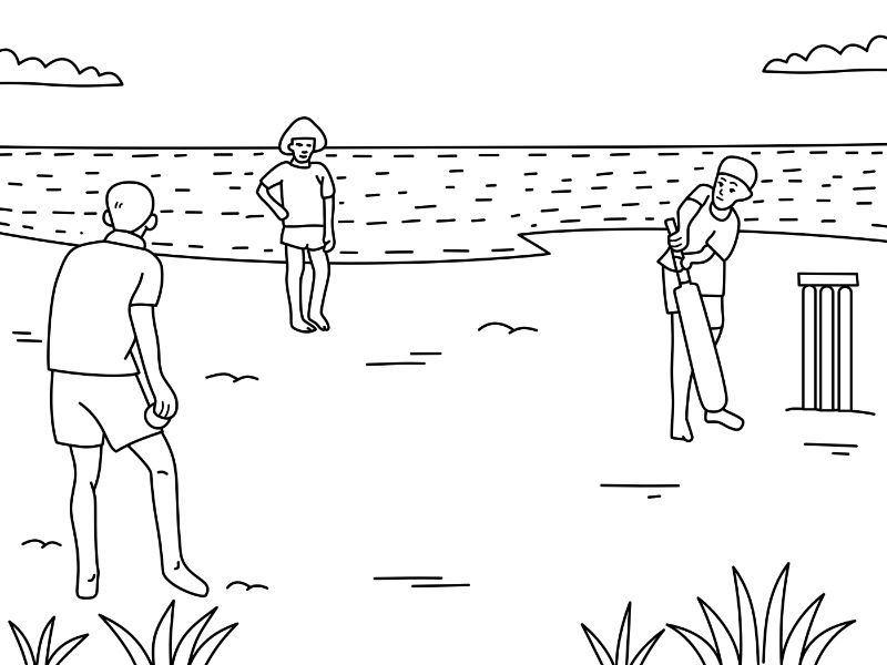 Beach Cricket Coloring Page