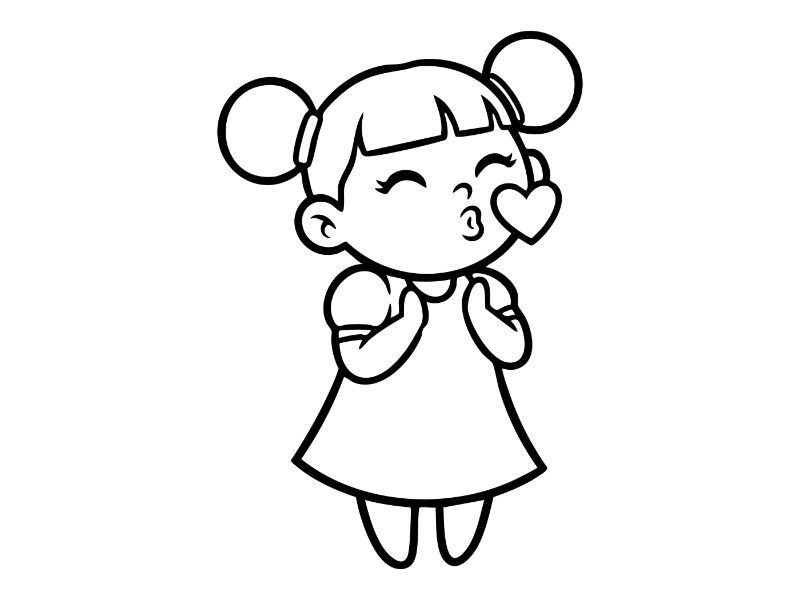Kiss Heart Coloring Page