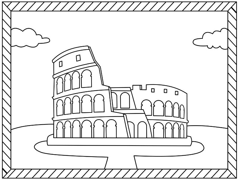 Colosseum Postcard Coloring Page