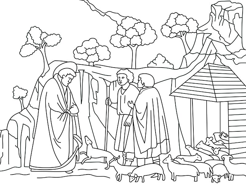 Giotto di Bondone: Joachim Among the Shepherds Coloring Page
