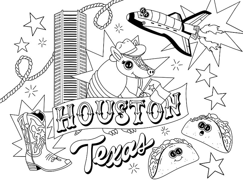 Houston Coloring Page
