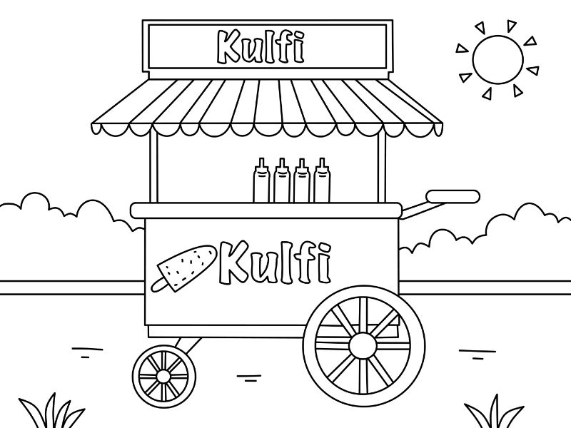 Kulfi Cart Coloring Page