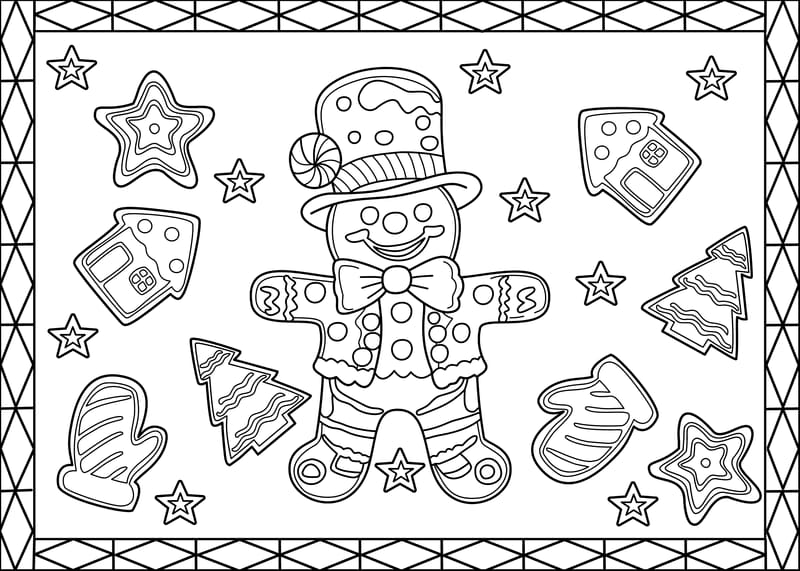Card Gingerbread Complex Coloring Page