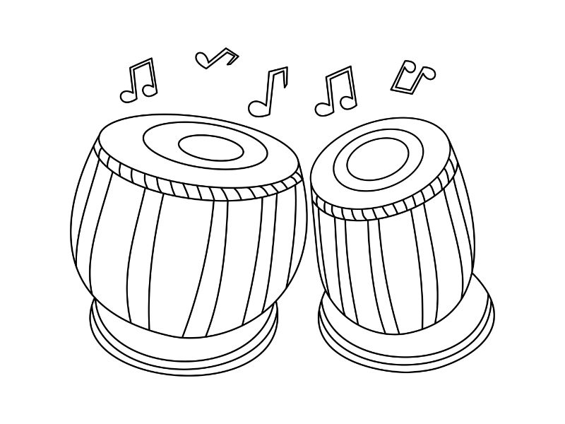 Tabala Drums Coloring Page