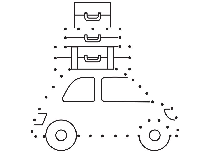 Connect Dots Car Coloring Page