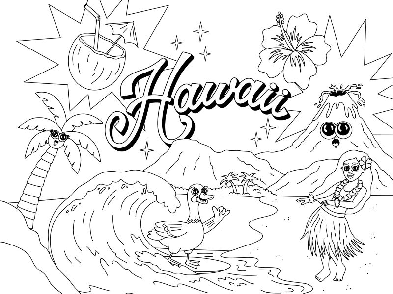 Hawaii Coloring Page