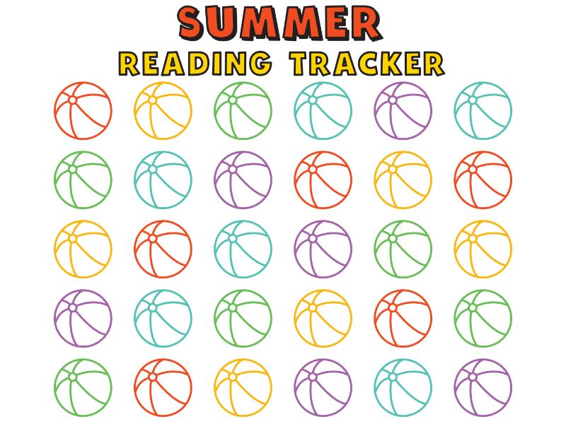 Summer Reading Beach Ball Coloring Page