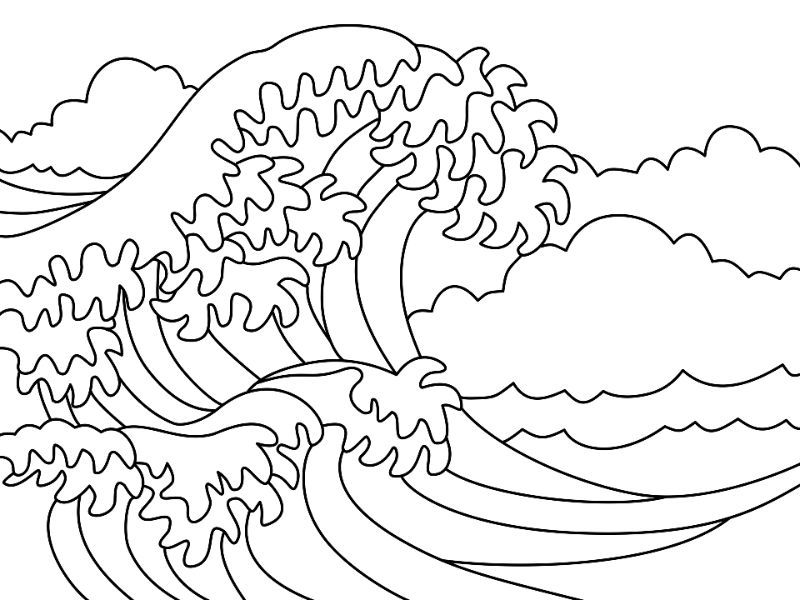 Great Wave of Kanagawa Coloring Page