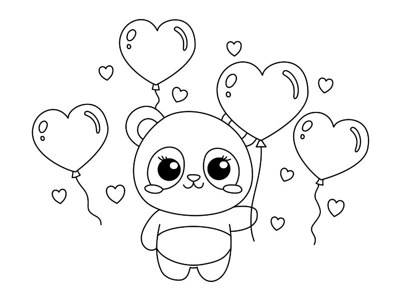 Bear Balloons Coloring Page