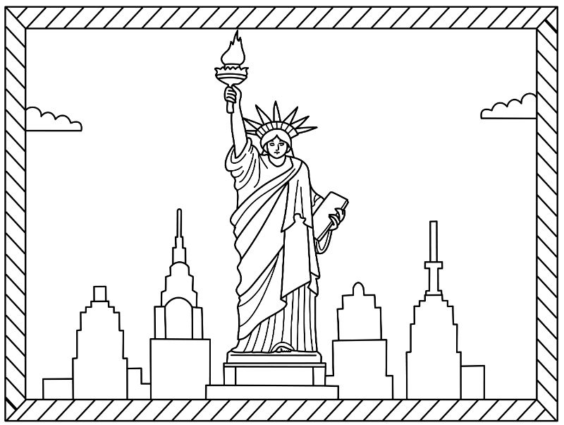 Statue of Liberty Postcard Coloring Page