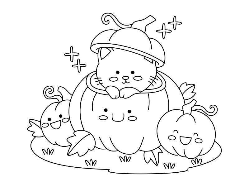Cute Cat in Pumpkin