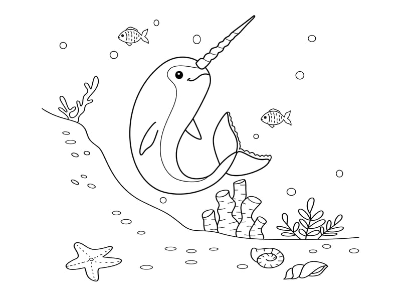 Narwhal Coloring Page