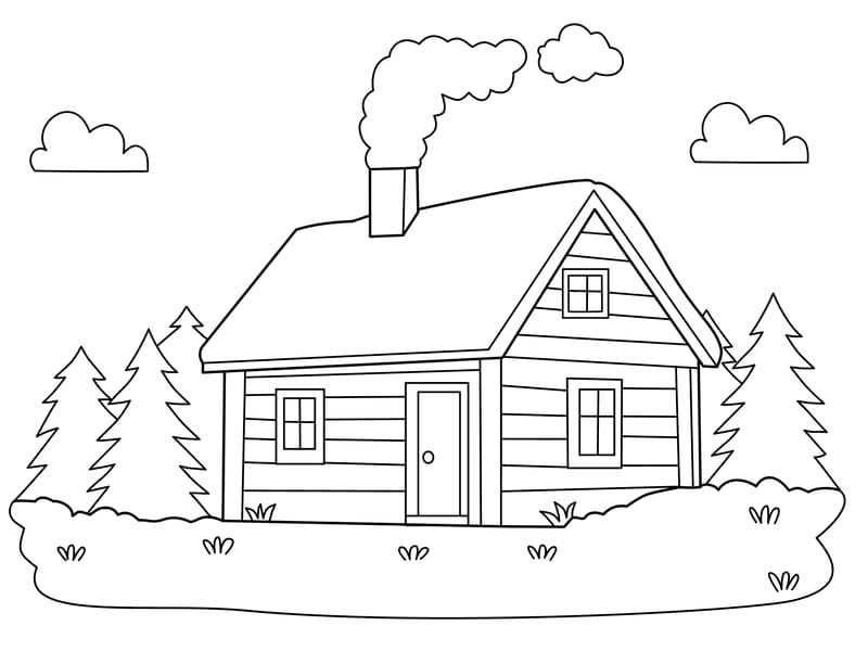 Cabin Coloring Page