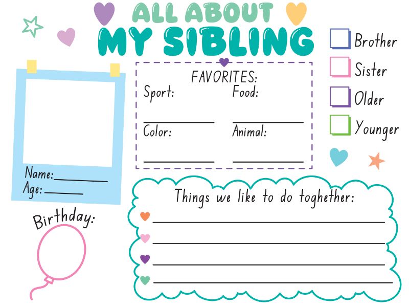 All About Sibling Coloring Page