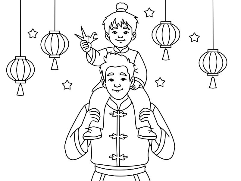 Son and Dad Coloring Page