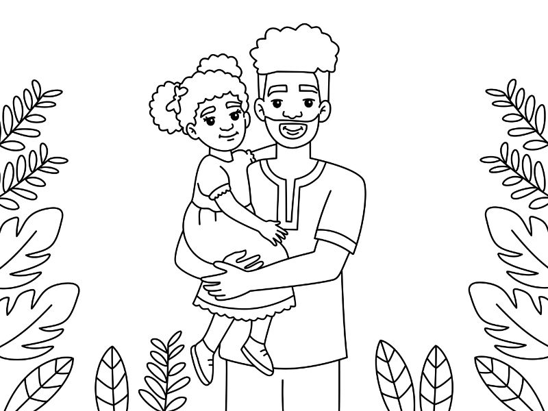 Father and Daughter Coloring Page