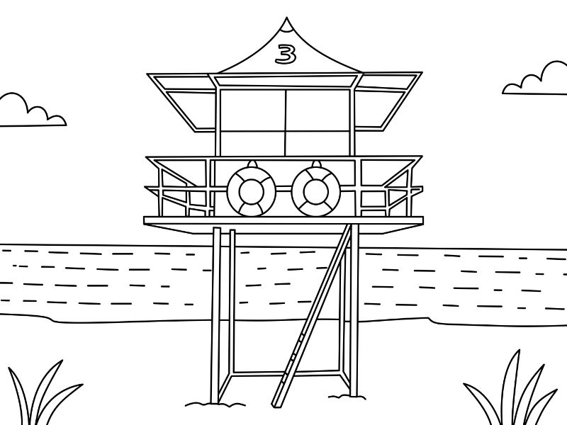 Lifeguard Tower Coloring Page