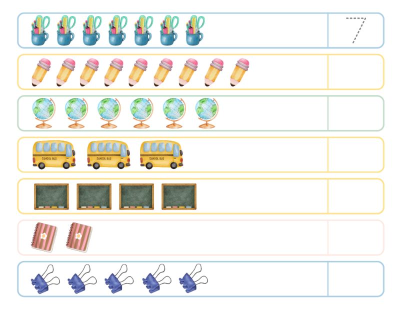 Counting Worksheet School Coloring Page