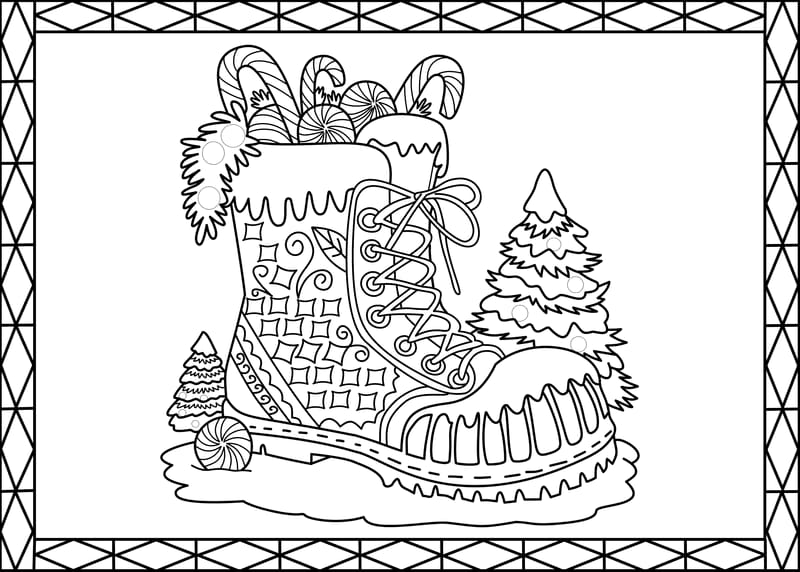 Card Boot Coloring Page