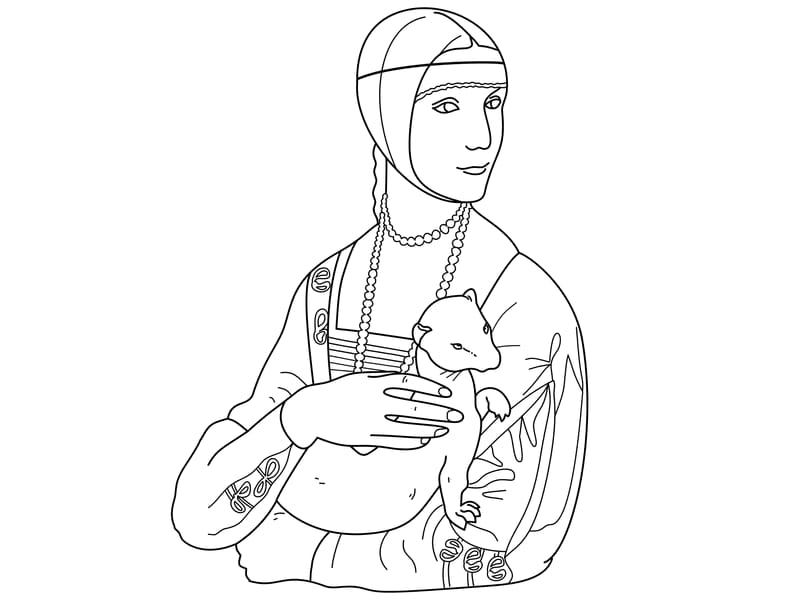 Da Vinci - The Lady with an Ermine Coloring Page