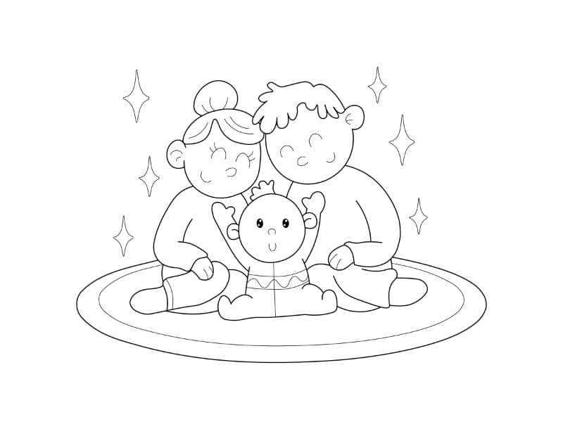 Holiday Family Time Coloring Page