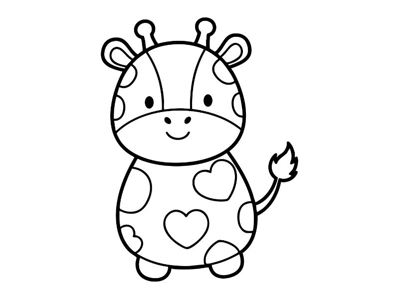 Giraffe Heart Coloring Page