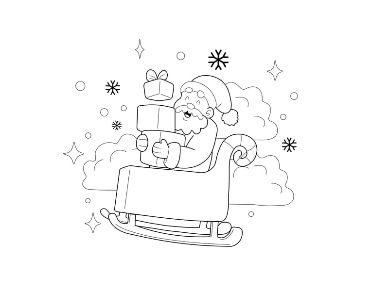 Santa Sled Coloring Page