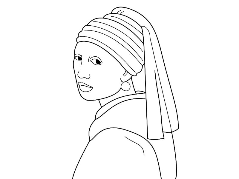 Girl with a Pearl Earring Coloring Page