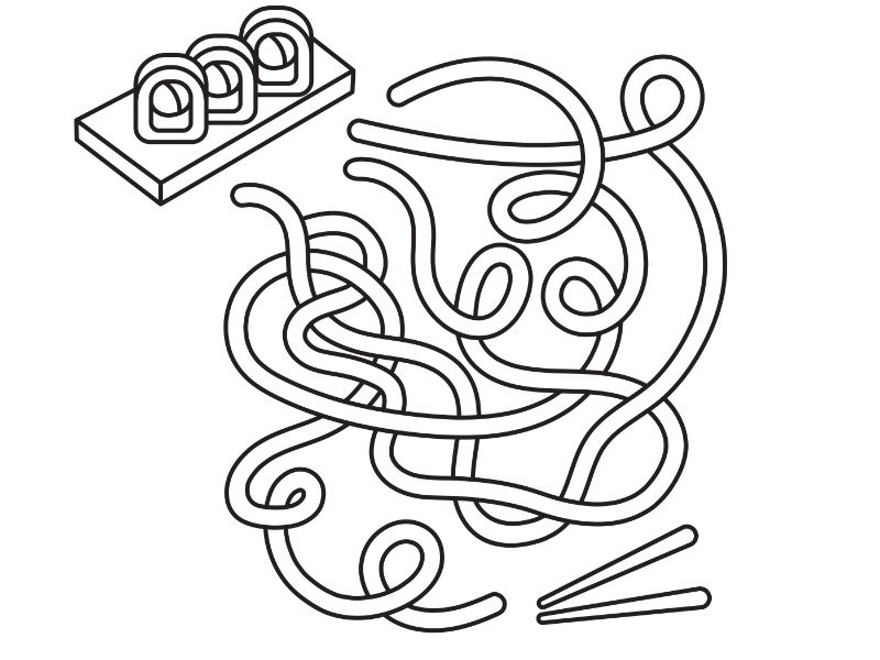 Sushi Maze Coloring Page