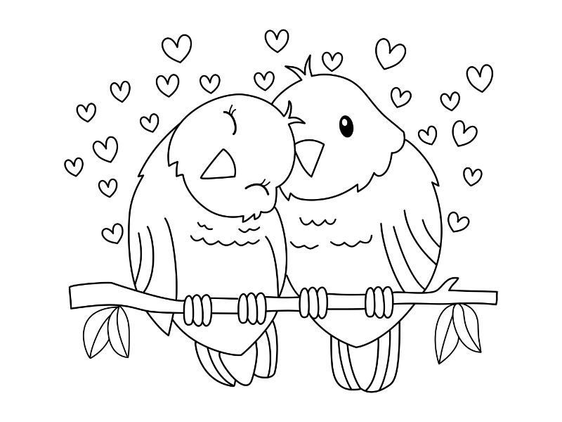 Bird Love Coloring Page