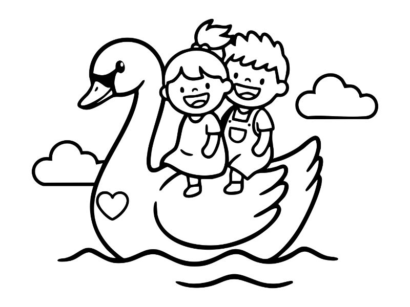 Heart Swan Coloring Page
