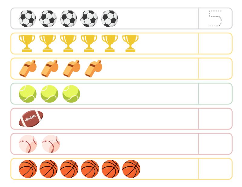 Counting Worksheet Sports Coloring Page
